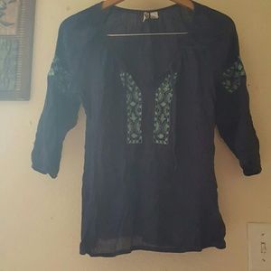 Navy Blue Loose Fitting Top