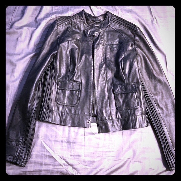 Bebe Black Leather Short Jacket