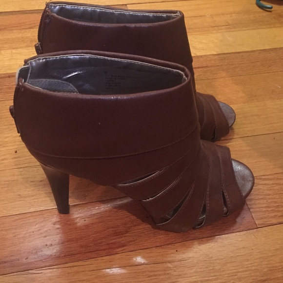 Peep Toe Brown Booties