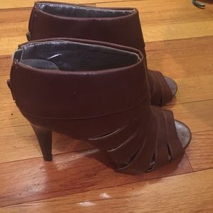 Peep Toe Brown Booties