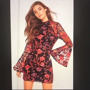 Misguided black embroidered mini