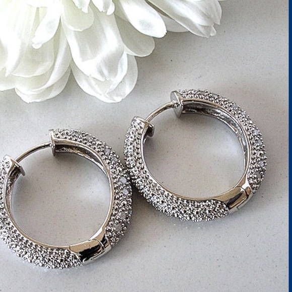 SOLD❌!! .50CT Natural Diamond Hoop Earrings - Picture 2 of 2