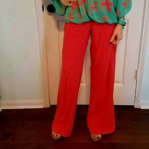 Foldover Top Linen Palazzo Pants