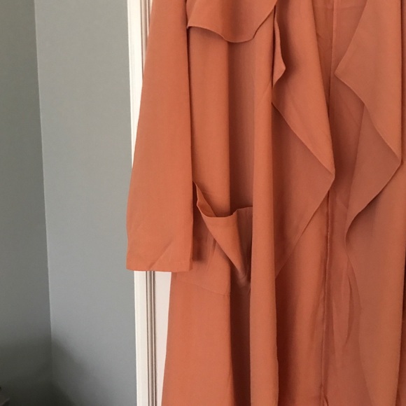 Long sheer jacket in a beautiful rust color. - Picture 3 of 4