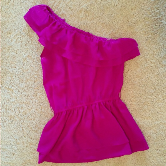 Off the shoulder pink silk top