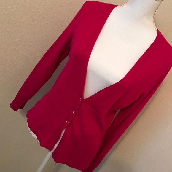 Bright pink, cute button cardigan NY&CO