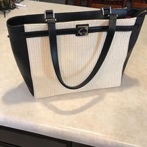 Kate spade leather/straw tote