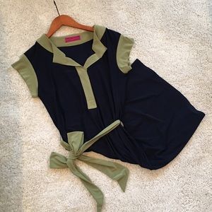Melissa Masse Navy and Green Dress