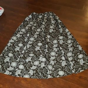 Brown Floral Full Skirt