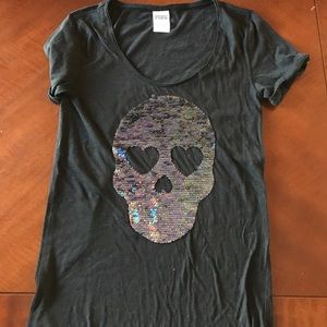 Victoria's Secret PINK sequin skull tee
