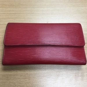Louis Vuitton Red Epi Leather Tri-Fold Wallet