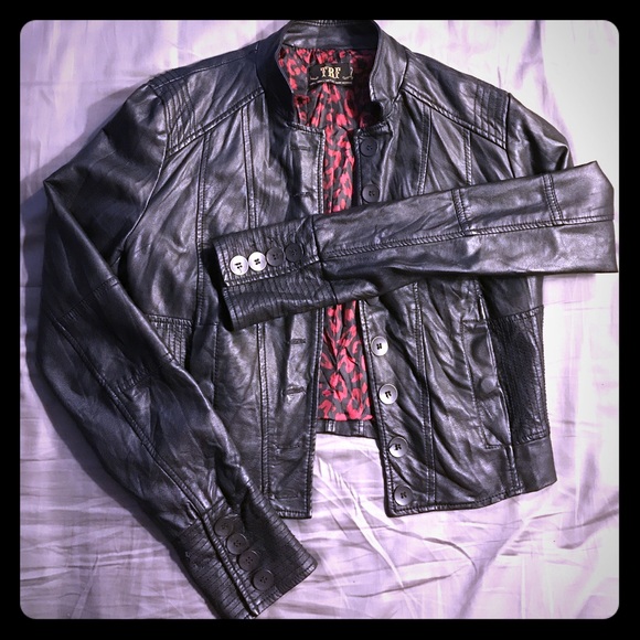 Zara TRF Faux Black Leather Short Jacket