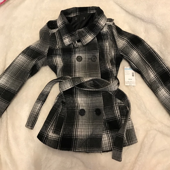 Plaid peacoat jacket