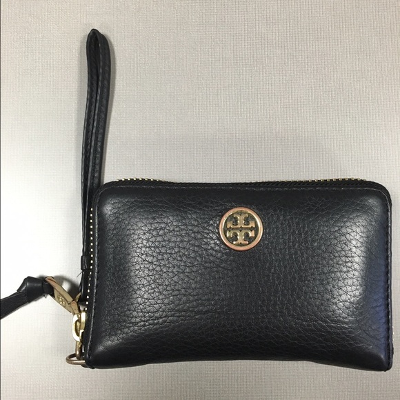 Tory Burch Leather Wristlet Black