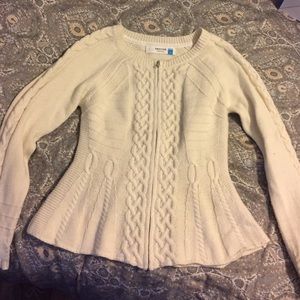 Peplum zipper up sweater from Anthropologie
