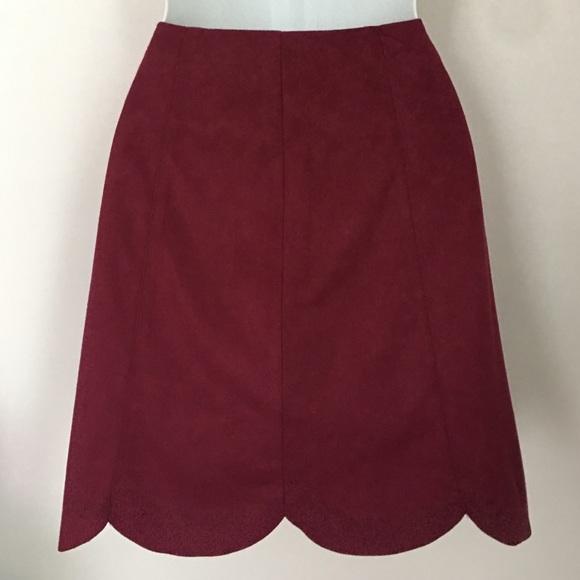 | Lauren Conrad | Burgandy Scalloped Suede Skirt - Picture 4 of 4