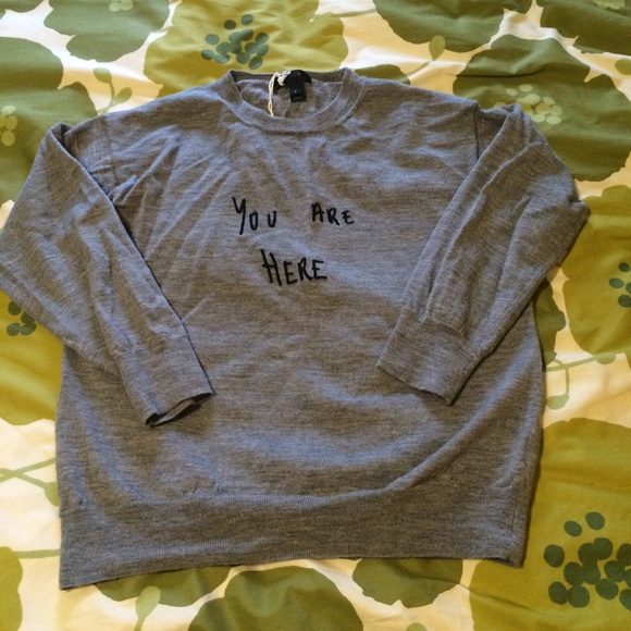Gray J. Crew graphic sweater - "You Are Here"