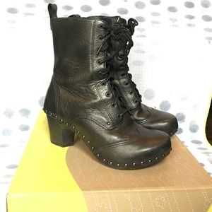 Dansko black lace up and zip up boots