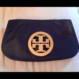 Patent Navy Blue Tory Burch Clutch