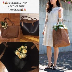 💄👜REVERSIBLE FAUX LEATHER TOTE