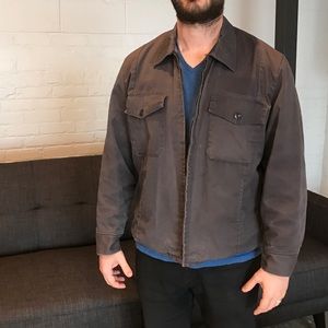 Gray Mechanic's Jacket, Red quilted inside