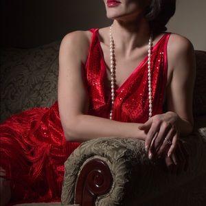 Red Vintage Flapper Dress 20s Style