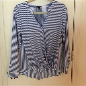 Ann Taylor blue/white striped top