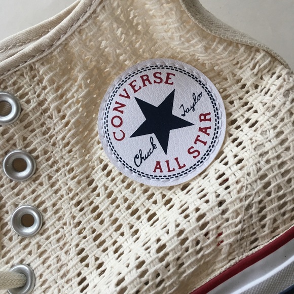 NEW CONVERSE cream white mesh hi top sneakers 6/10 - Picture 3 of 4