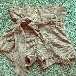 High-waisted pin striped shorts