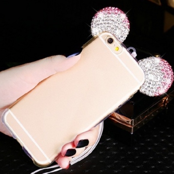 Bling White & Pink Mickey Ears Case