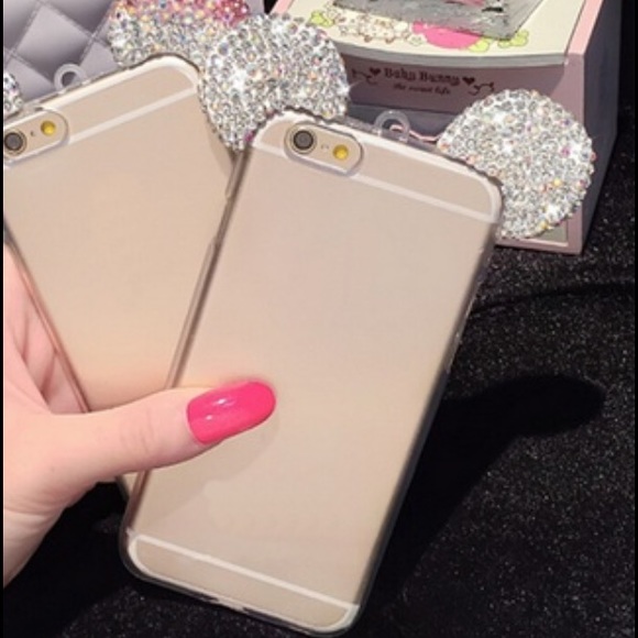 White Bling Mickey Ear Phone Case