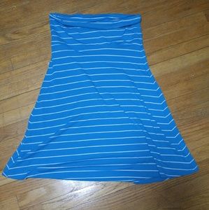 Blue and white striped skirt