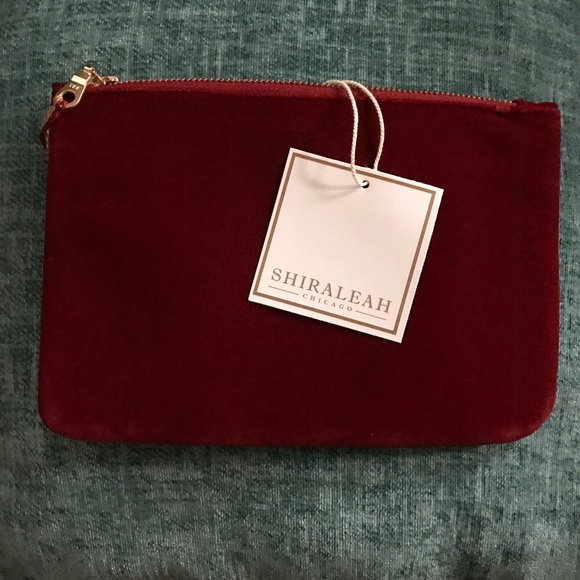 Shiraleah Red Velvet Clutch with Gold Embroidery - Picture 3 of 5