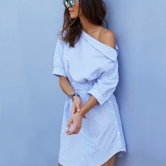 Blue Stripped Woman Shirt Dress - Picture 4 of 4