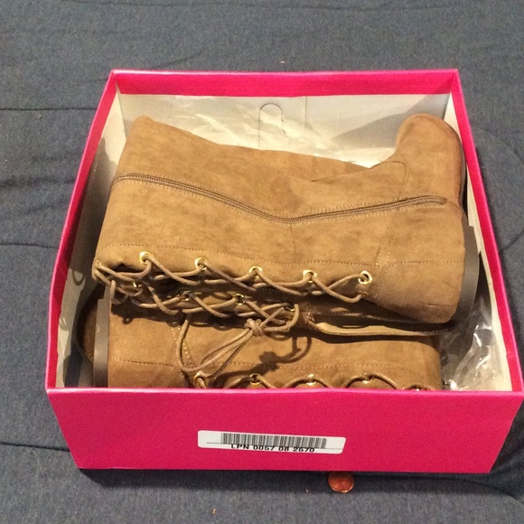 Taupe knee high boots