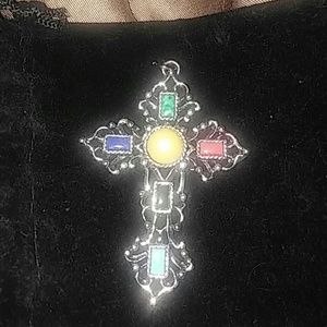 Cross silver with Stones