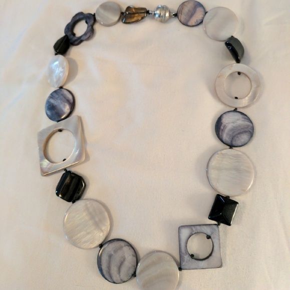Gray and black varied stone necklace
