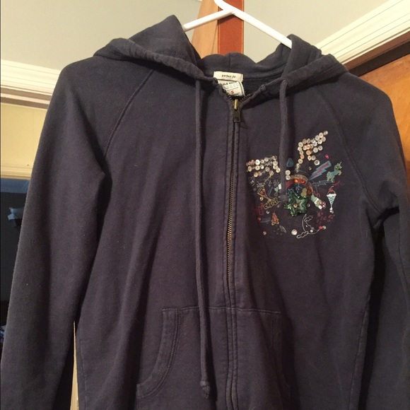 Navy blue hoodie with embellishment
