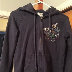 Navy blue hoodie with embellishment