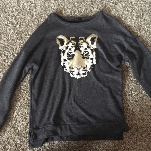 Charcoal Crewneck (Embellished Tiger)