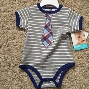 Baby Boys Striped Onesie with Necktie