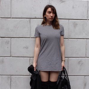 Forever 21 Black & White Striped T-Shirt Dress