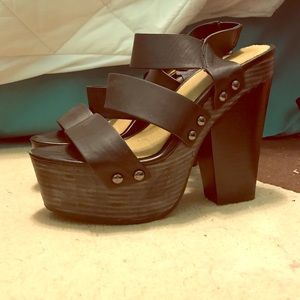 Black chunky heel sandals