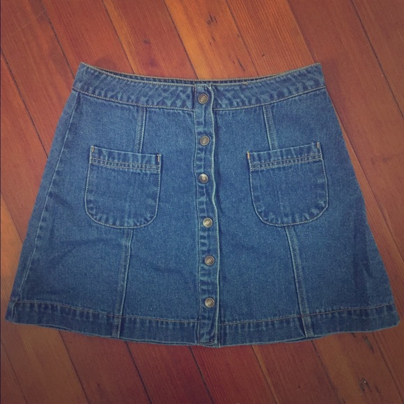 Button Front Denim Skirt