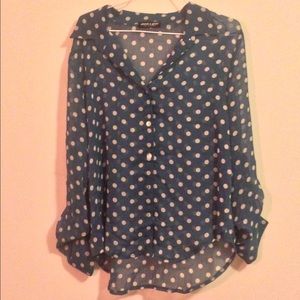 Shear polka dot blouse
