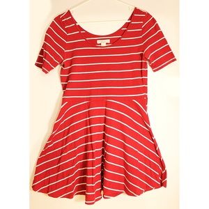 maroon striped dress