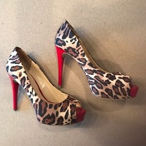 Guess Leopard Open Toe Heels