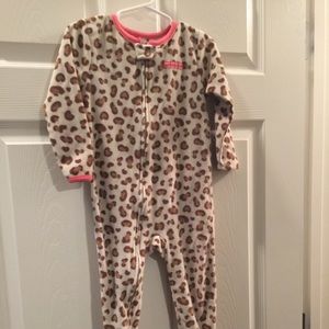 Leopard Print Fleece Footie Pajamas
