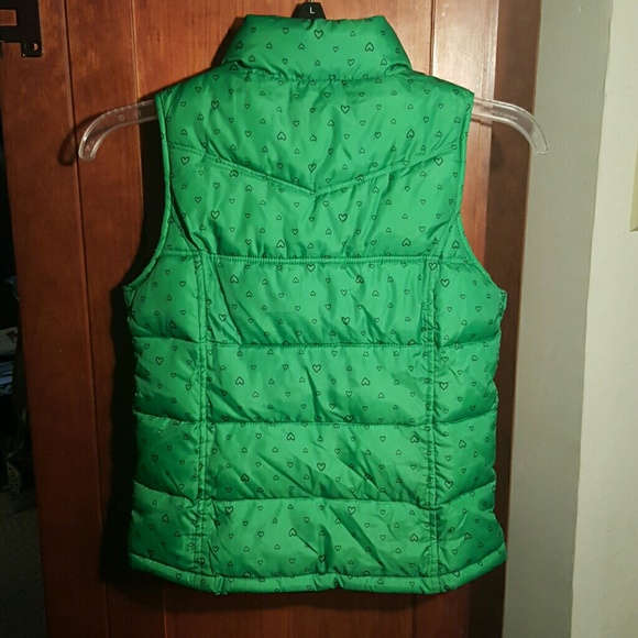 Girls sz medium grass green puffy vest - Picture 3 of 3