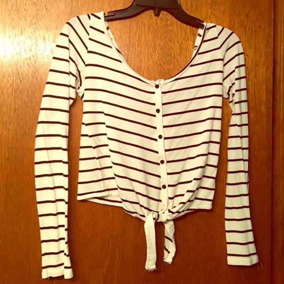 White striped crop cardigan